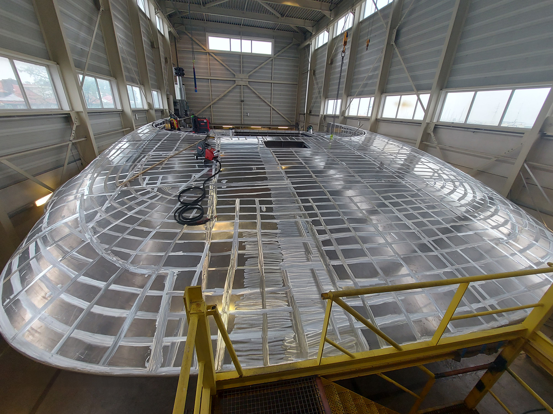 Aluminium superyacht construction at Balk Shipyard.
