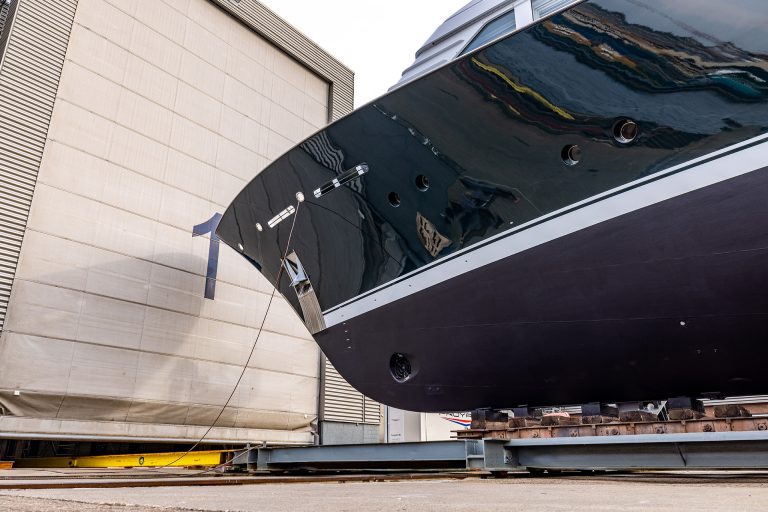 Unique system with lift and tracks for superyachts keep your yacht safe at Balk Shipyard.
