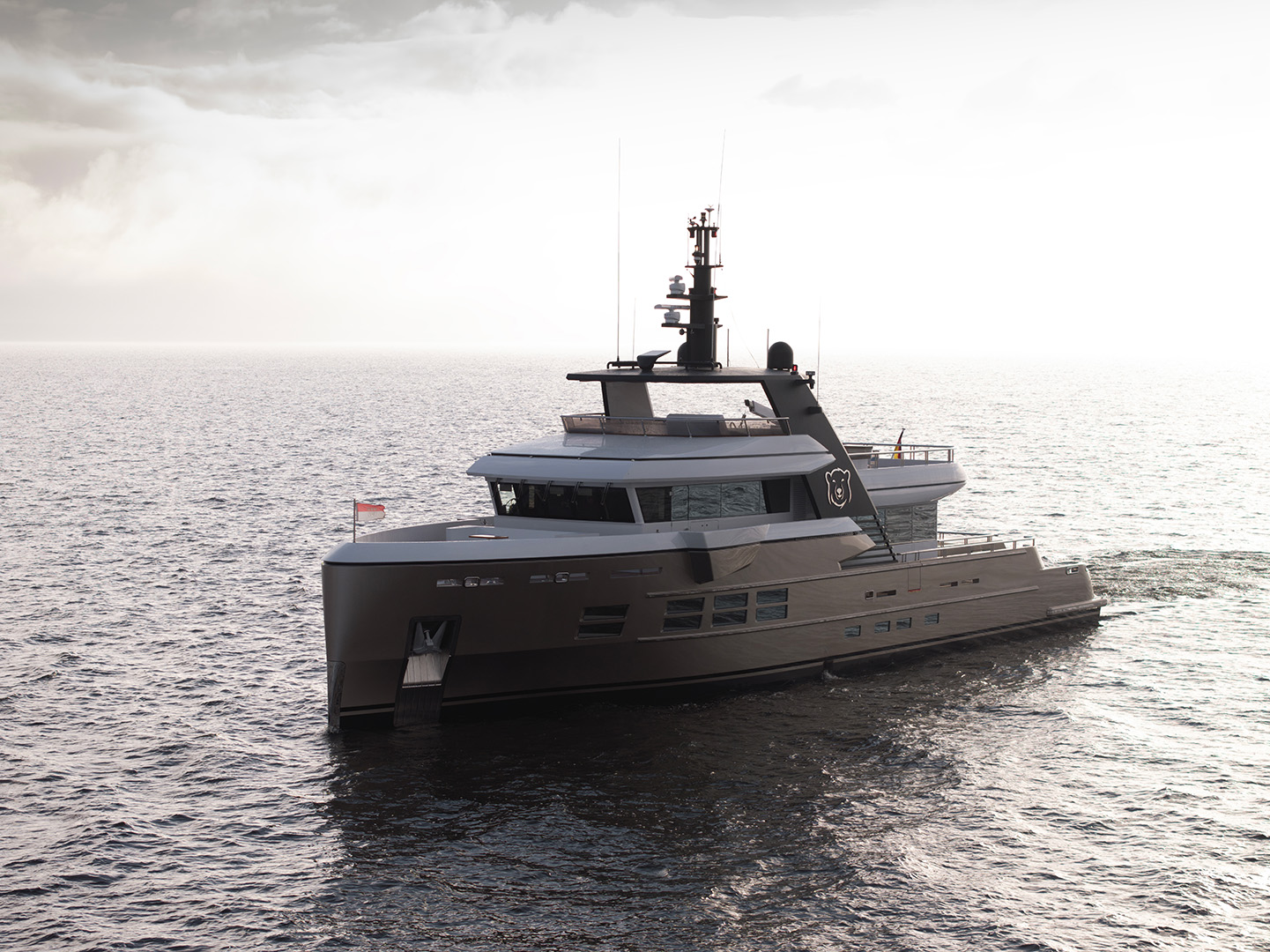 Motor yacht Ursus out for sea trials after extensive rebuild at Balk Shipyard.
