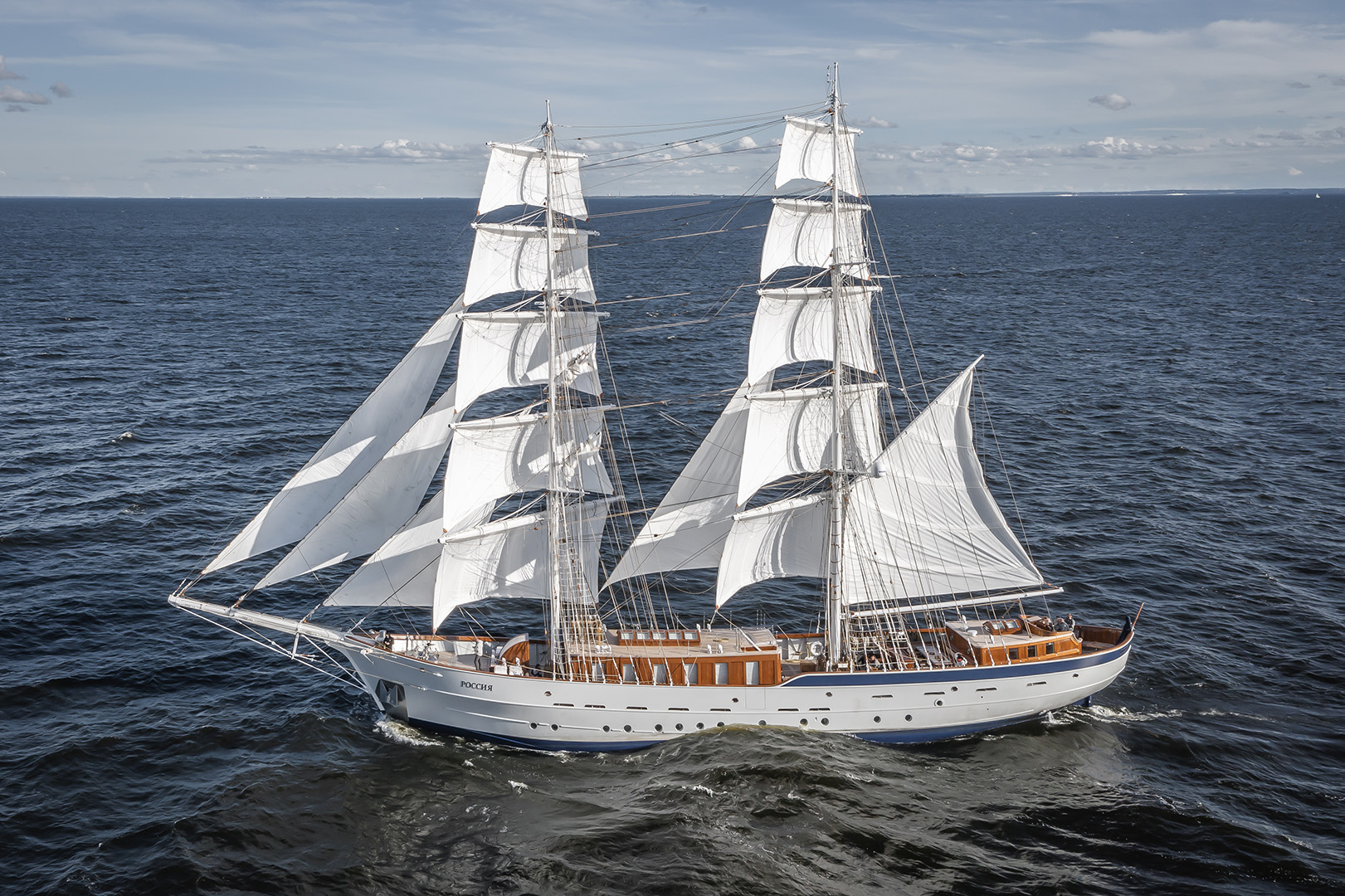 Sailing yacht Rossiya on sea trials after rebuild by Balk Shipyard.