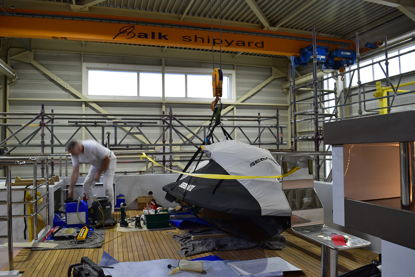 Rebuild motor yacht Ursus during extensive rebuild.