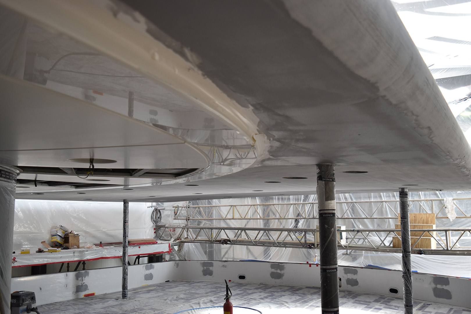Motor yacht Dancing Hare at Balk Shipyard for refit.