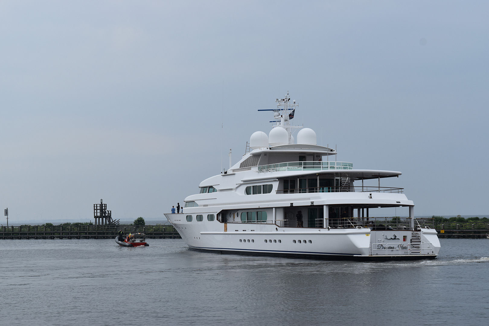Motor yacht Dancing Hare goes out for sea trials at Balk Shipyard.