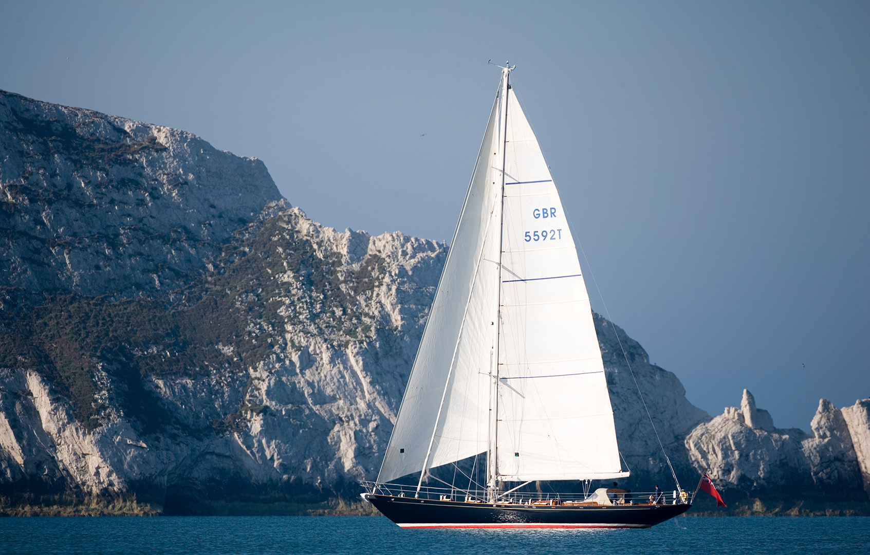 Sailing yacht Copihue back on the water after refit at Balk Shipyard.