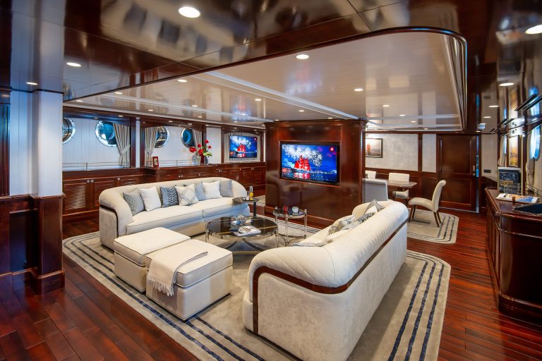 Superyacht Rossiya on board after rebuild by Balk Shipyard.